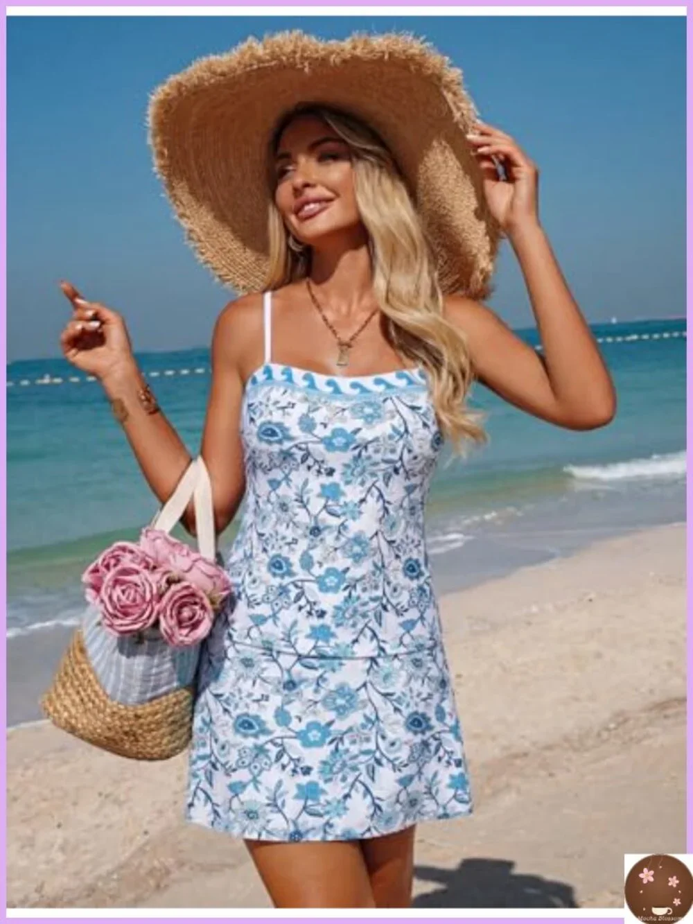 ZAFUL Women Bandeau Tankini with Skirt 2 Piece Bathing Suit